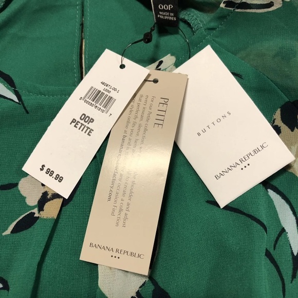 NWT Banana Republic Women’s Asymmetrical Fit & Flare Floral Green Dress 00P - Picture 4 of 9